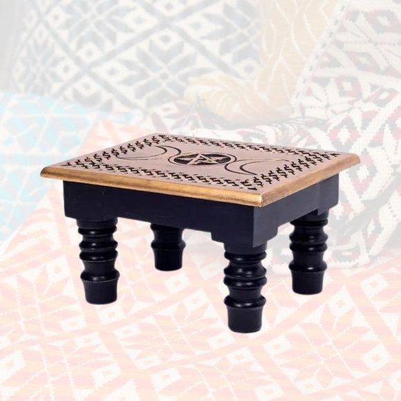 Other - Handcrafted Triple Moon Altar Table with Pentagram - Wiccan Witchcraft Wooden Su